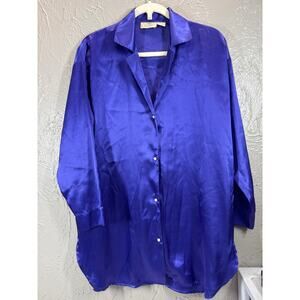 Victoria's Secret Satin Long Sleeve Sleep Shirt Gold Label Purple‎ Vintage Small